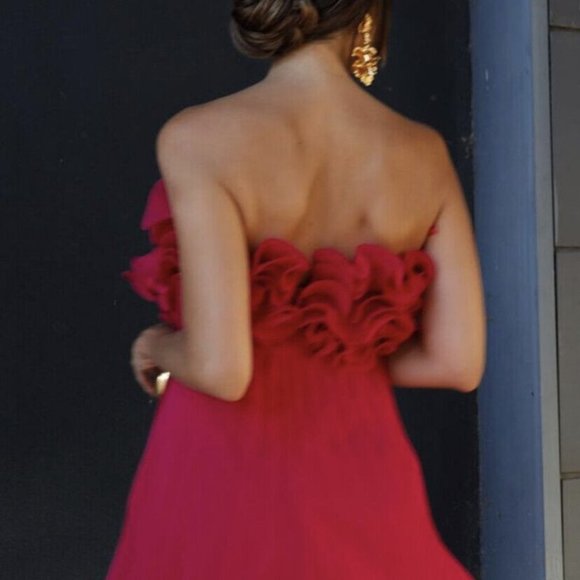 Zara Red Ruffle Mini Dress - Picture 3 of 12